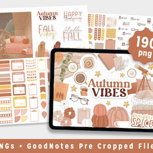 Hallo Herbst Digitaler Aufkleber für GoodNotes Planner, Kawaii, Digitaler Planer, Hausarbeit, Essen, Selbstpflege, Reisen, Büro, Essensplan, Schule,