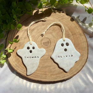Personalised Ghost Hanging Ornament, Halloween Clay Decoration, Children’s Halloween Gift, Personalised Halloween Decoration, Ghost