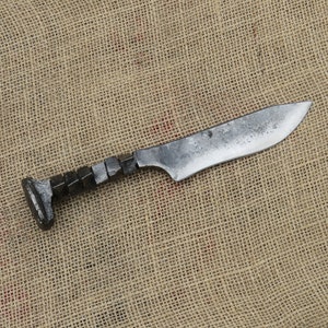 Railroad Spike Knife, railroad spike art, hand forged knife, personalized knife, hunting knife, blacksmith knife, engraved knife,
