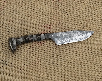 Railroad Spike Knife, railroad spike art, hand forged knife, personalized knife, hunting knife, blacksmith knife, engraved knife .