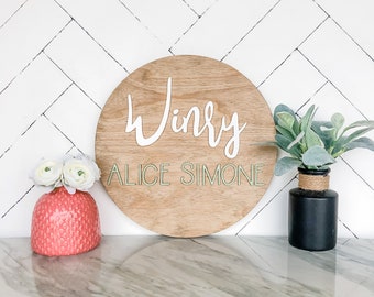 Custom Child Name, Circle Sign, First Name, Middle Name, Wall Decor, Modern Decor, Wood Sign, Kids Room Decor, 3D Wood Sign, Nursery, Baby
