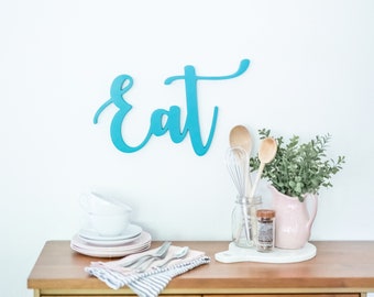 Eat/Script Word Sign/Wall Decor/Wood Sign/Home Decor/Kitchen/Gallery Wall/Dining Room/Farmhouse/Rustic Decor/Modern Decor