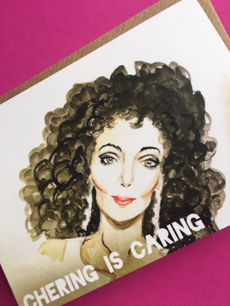 Chering is caring Cher friendship card by Rosie Johnson Illustrates