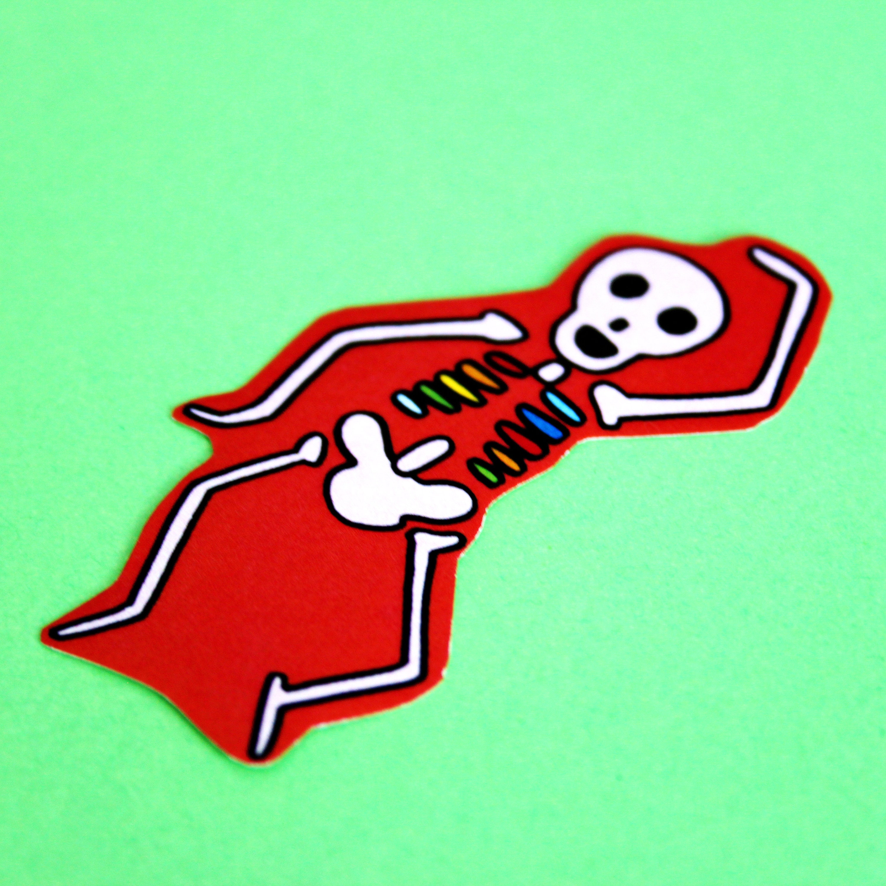 Retro Cartoon Skeleton Xylophone Vinyl Sticker Etsy