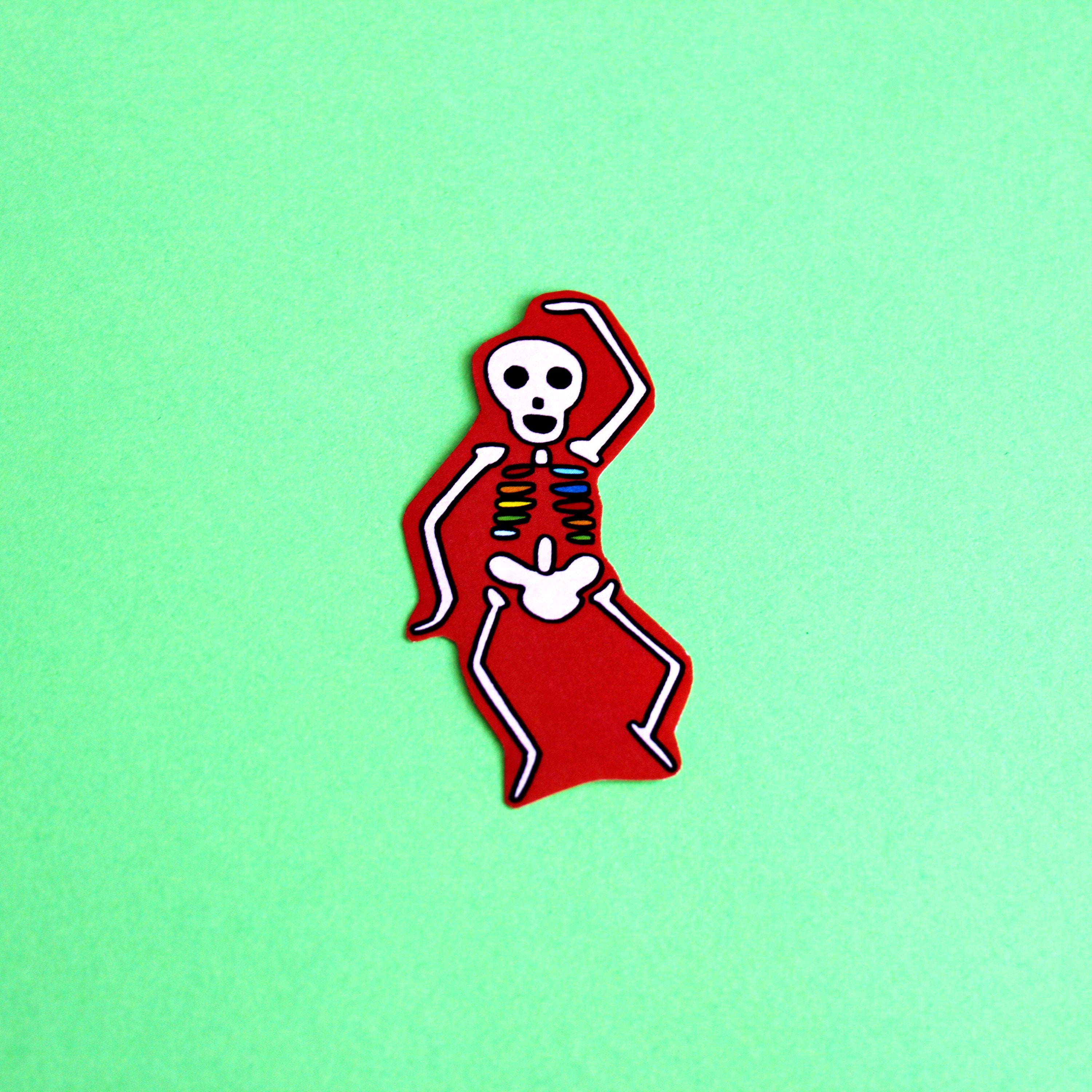 Retro Cartoon Skeleton Xylophone Vinyl Sticker Etsy