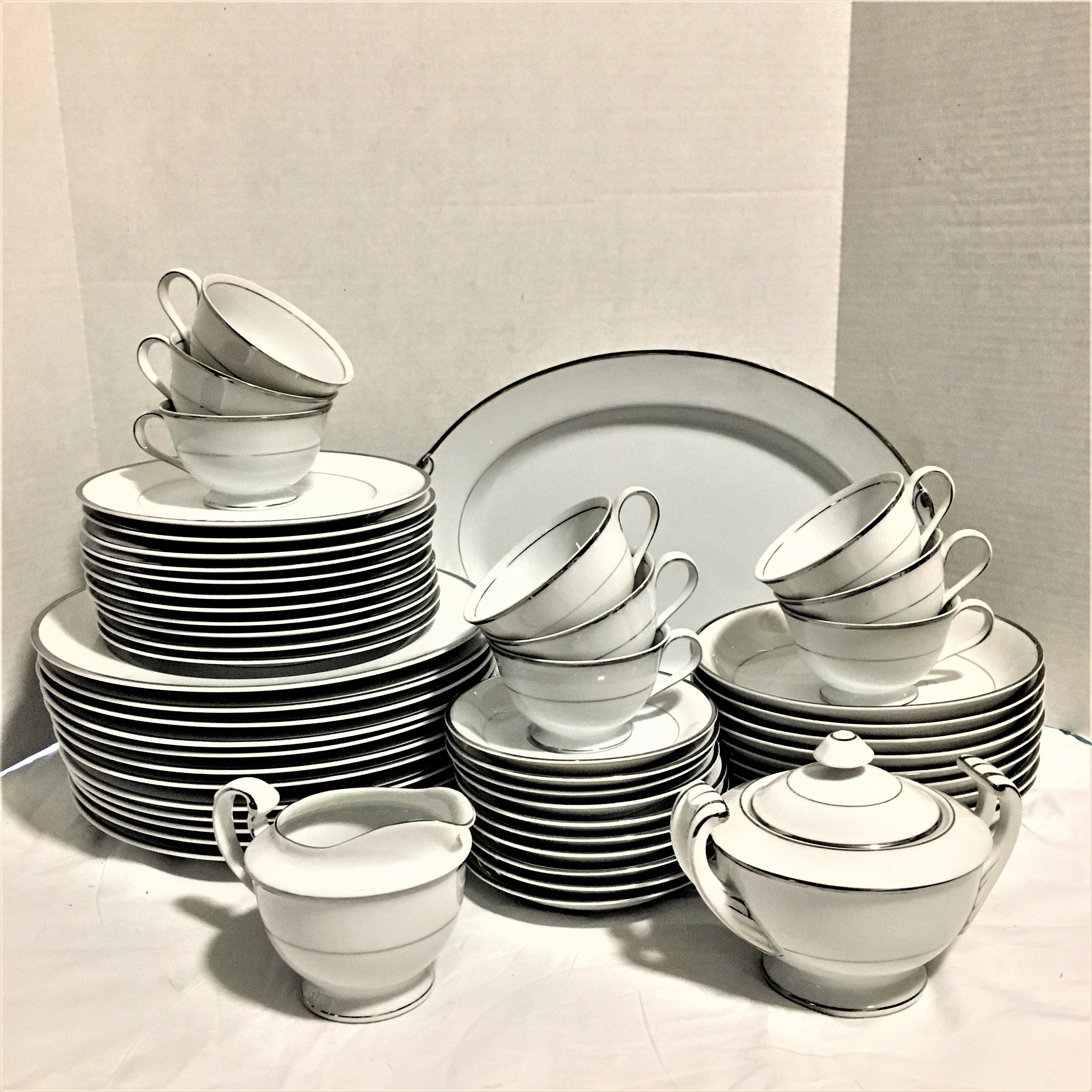 Rare Vintage Set of Harmony House Fine China 3647 Silver Etsy