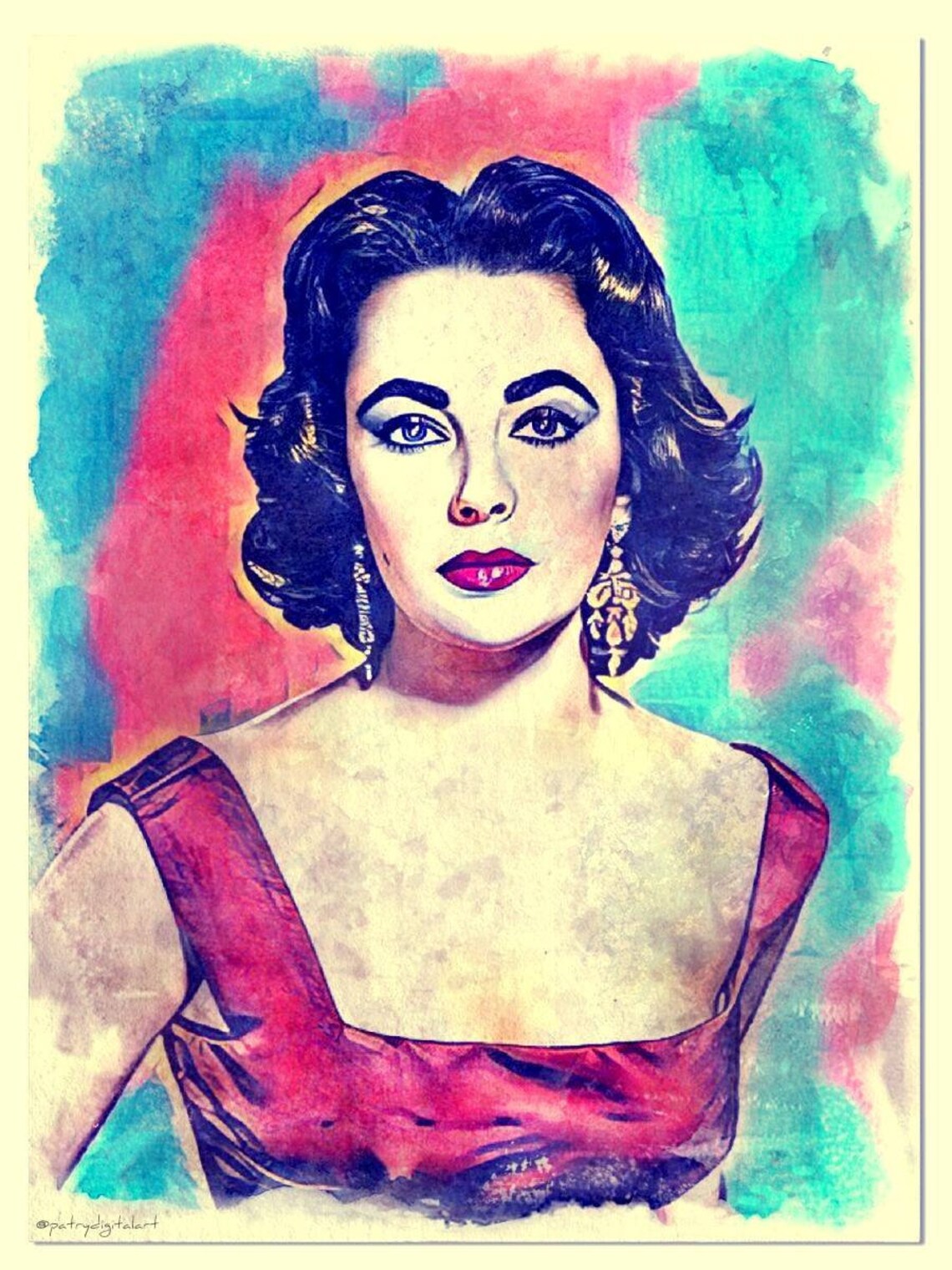 Liz Taylor Dipinto ad acquerello Stampa Artistica decorazioni image 0