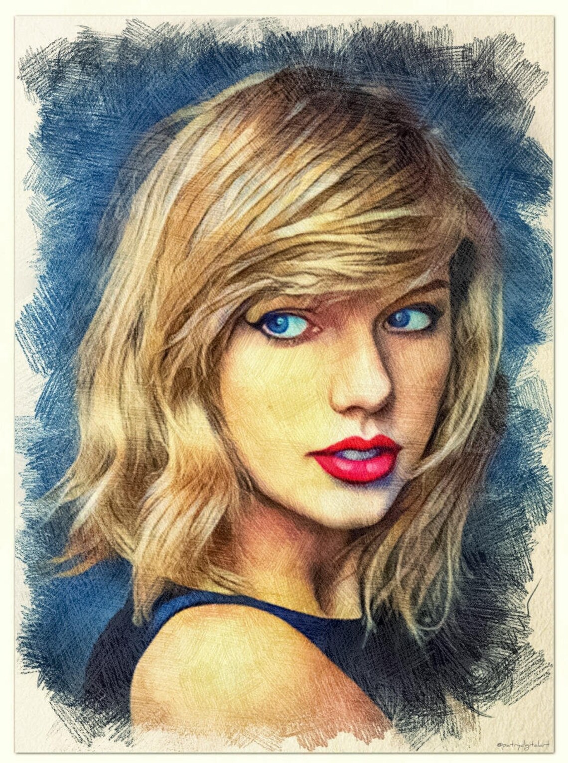 Taylor Swift Disegno a matita colorata Stampa Artistica image 0