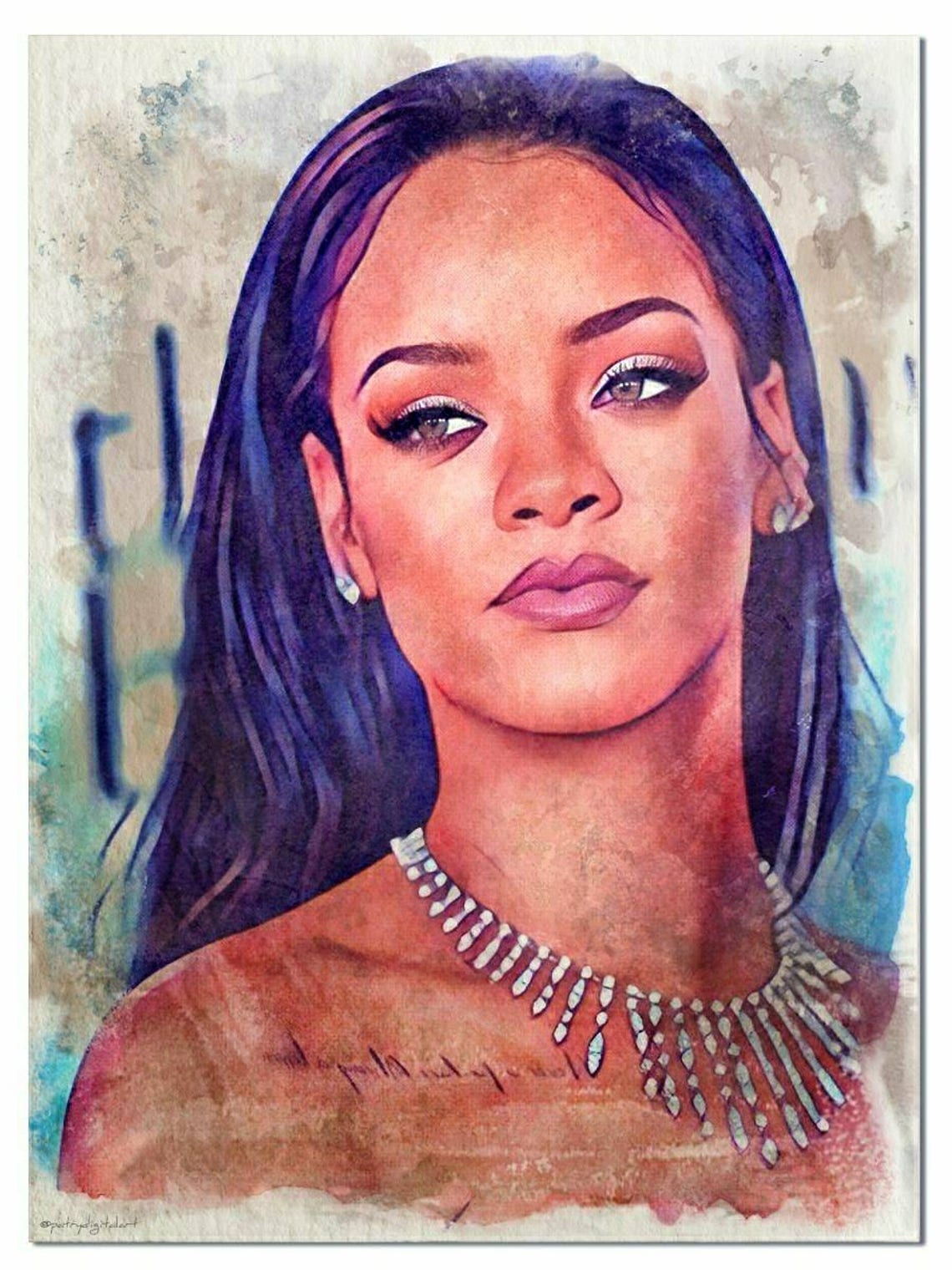 Rihanna Dipinto ad acquerello Stampa Artistica decorazioni da image 0