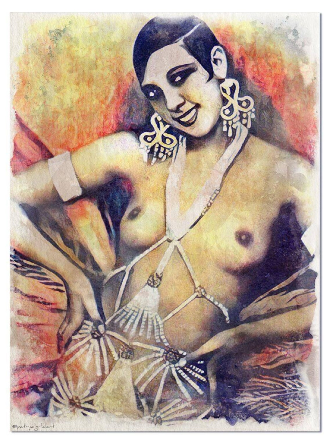 Josephine Baker Dipinto ad acquerello Stampa Artistica image 0