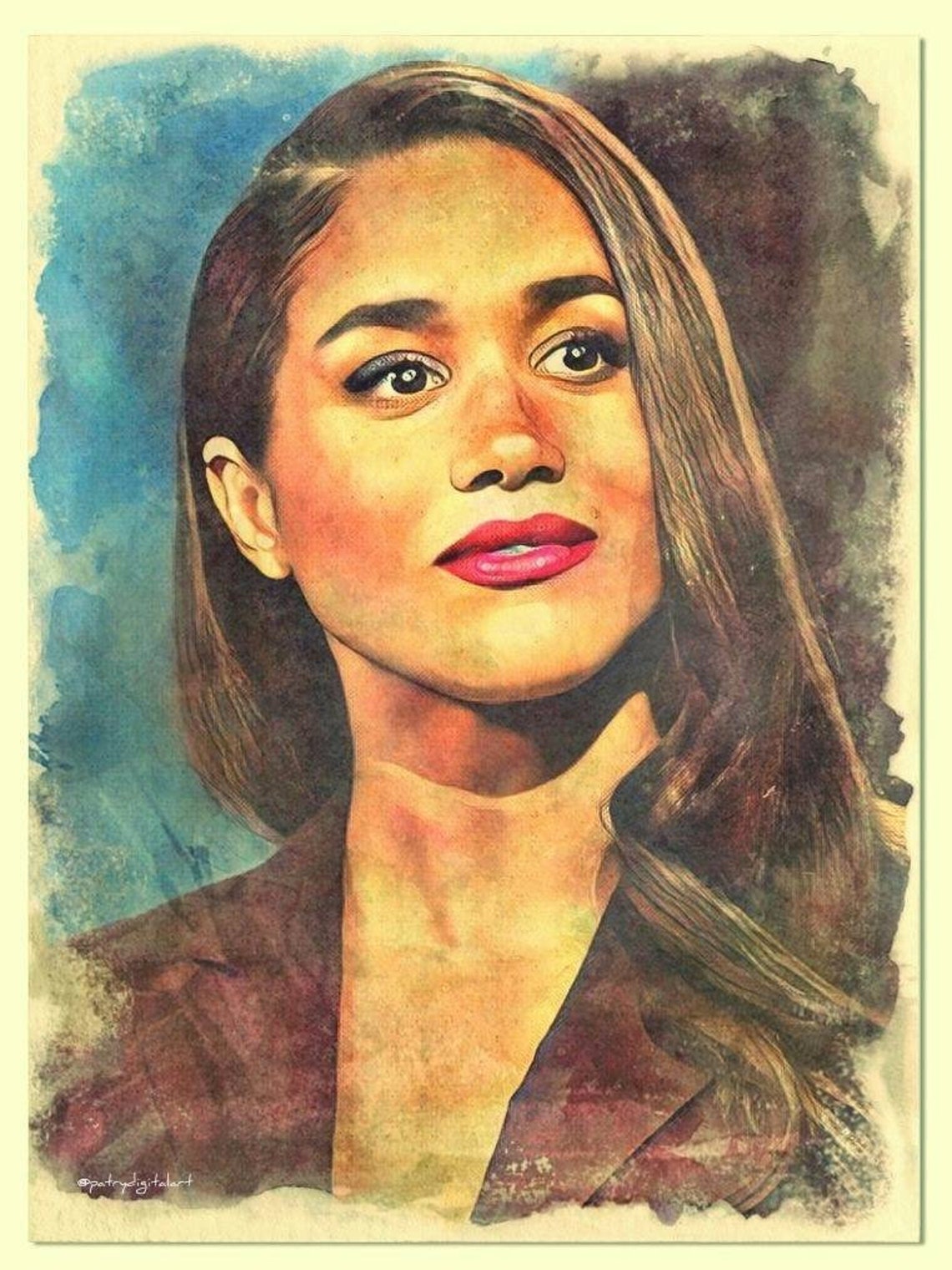 Meghan Markle Dipinto ad acquerello Stampa Artistica image 0