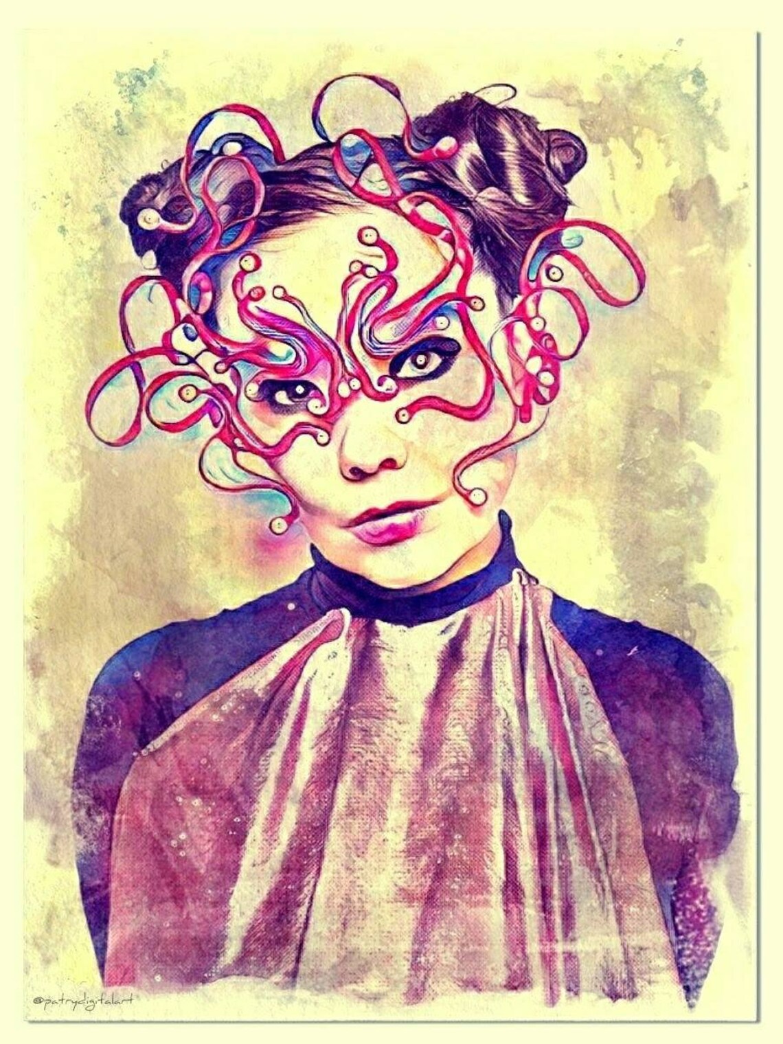Alien Björk Dipinto ad acquerello Stampa Artistica image 0
