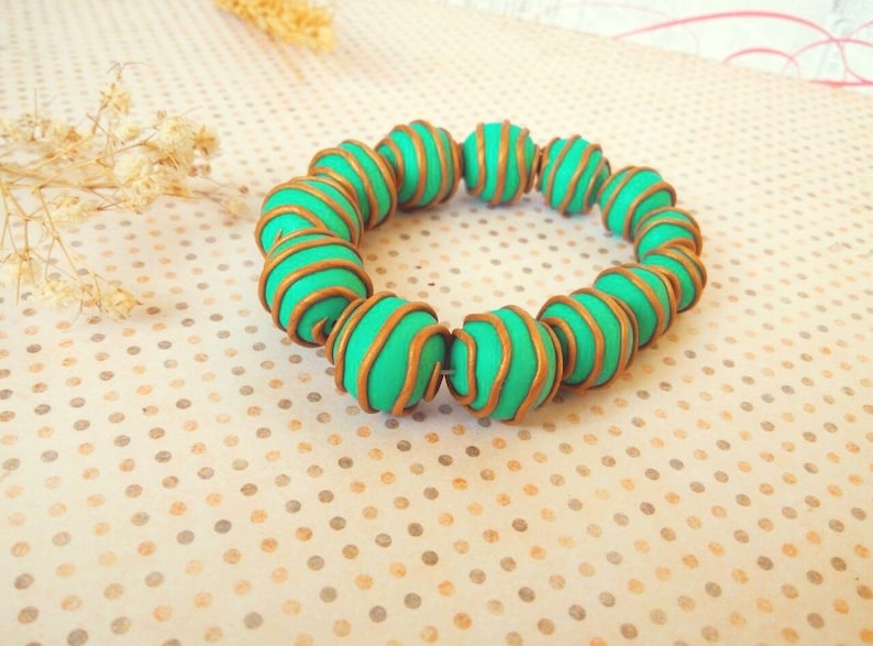 Autumn woodland statement beaded jewelry Fairytale personalized birthday gift Green turquoise rustic nature bracelet