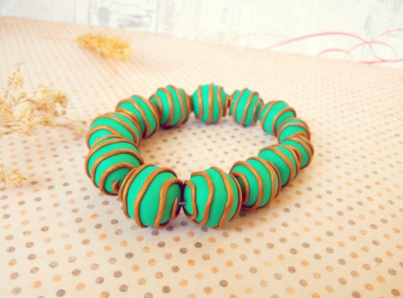 Autumn woodland statement beaded jewelry Fairytale personalized birthday gift Green turquoise rustic nature bracelet