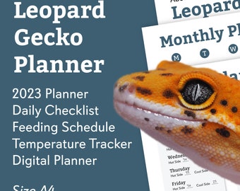 Planificador de cuidados para geckos leopardo: horarios de alimentación y suplementos (descarga digital)