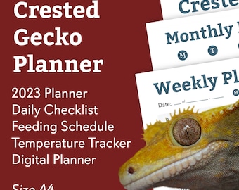 Planificador de cuidados para geckos crestados: horarios de alimentación y suplementos (descarga digital)