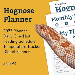 Hognose Snake Reptile Planner, Digital Download for Organisation, Supplement Schedules, Feeding Routines, for Geckos, Snakes, and Lizards
