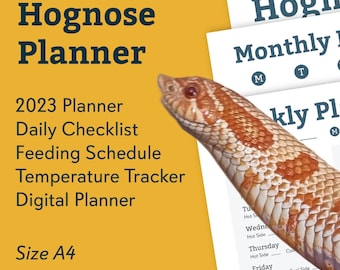 Planificador de cuidados para serpientes hocico de cerdo: horarios de alimentación y suplementos (descarga digital)