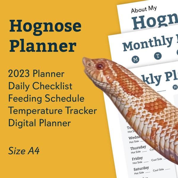 Hognose Snake Reptile Planner, Digital Download for Organisation, Supplement Schedules, Feeding Routines, for Geckos, Snakes, and Lizards