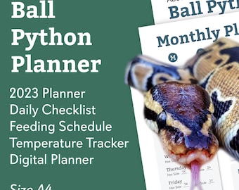 Ball Python & Royal Python Reptile Planner, Digitale Download voor Organisatie, Supplementschema's, Voedingsroutines, voor gekko's, slangen