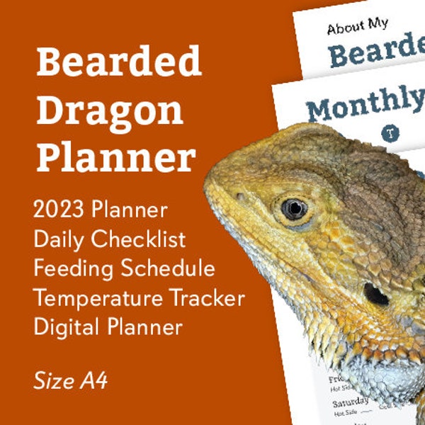 Bearded Dragon Reptile Planner, Digital Download for Organisation, Supplement Schedules, Feeding Routines, for Geckos, Snakes, and Lizards