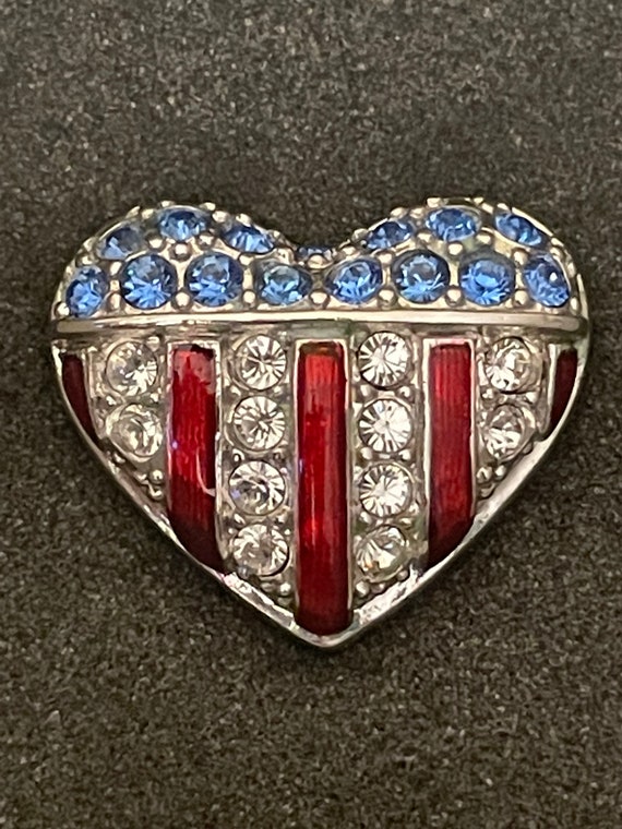 Swarovski patriotic heart pin Gem