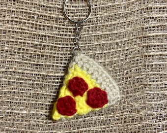 Pizza Slice Crochet Keychain