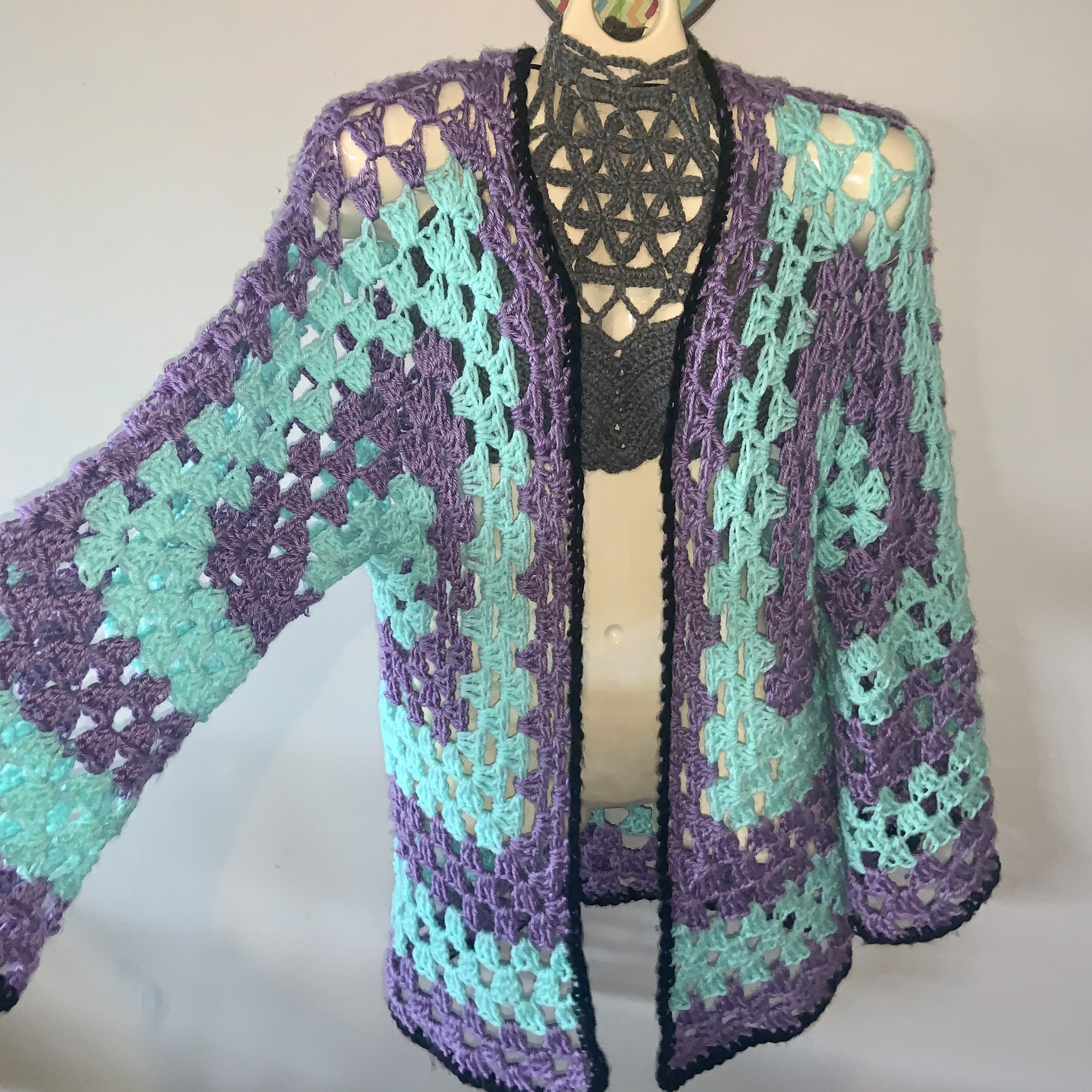 Crochet Hexagon Cardigan choose 2 Colors Etsy