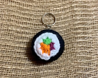 Sushi Roll Crochet Keychain