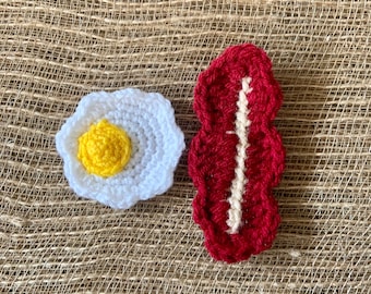 Bacon and Egg Crochet Refrigerator Magnets