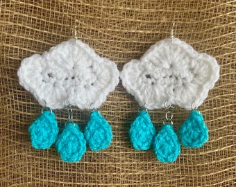 Rain Cloud Crochet Earrings