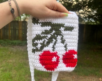 Cherries Crochet Crossbody Bag