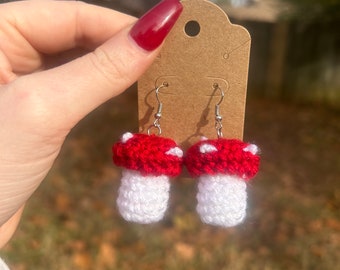 Mushroom Crochet Earrings