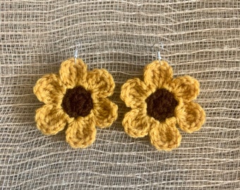 Sunflower Crochet Earrings