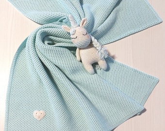 Merino wool knitted baby blanket - Mint Blanket - Natural Baby Blanket - Newborn blanket