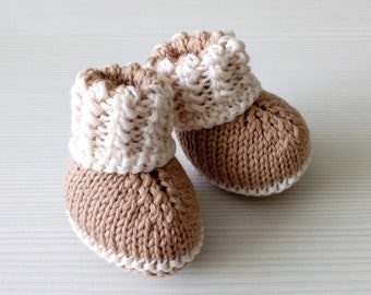 Pink Gray Grey Beige Ivory Blue Knitted Merino Wool Baby Booties Shoes