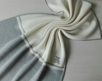Merino wool knit baby blanket - Merino Baby Gray White Pink Blanket - Natural Baby Blanket - Newborn blanket