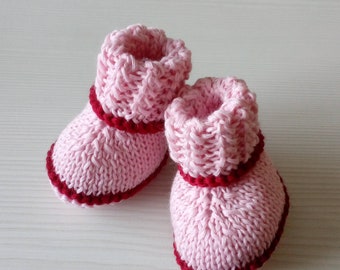 Pink Gray Grey Beige Ivory Blue Knitted Merino Wool Baby Booties Shoes