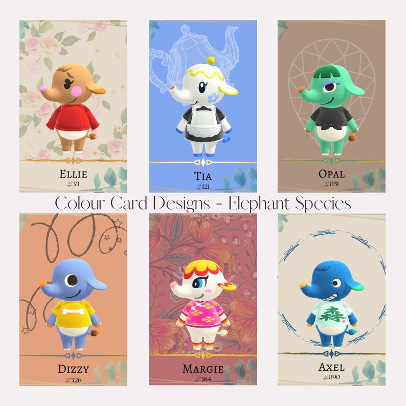 Elephant Species Animal Crossing Custom Amiibo Cards and Coins Etsy