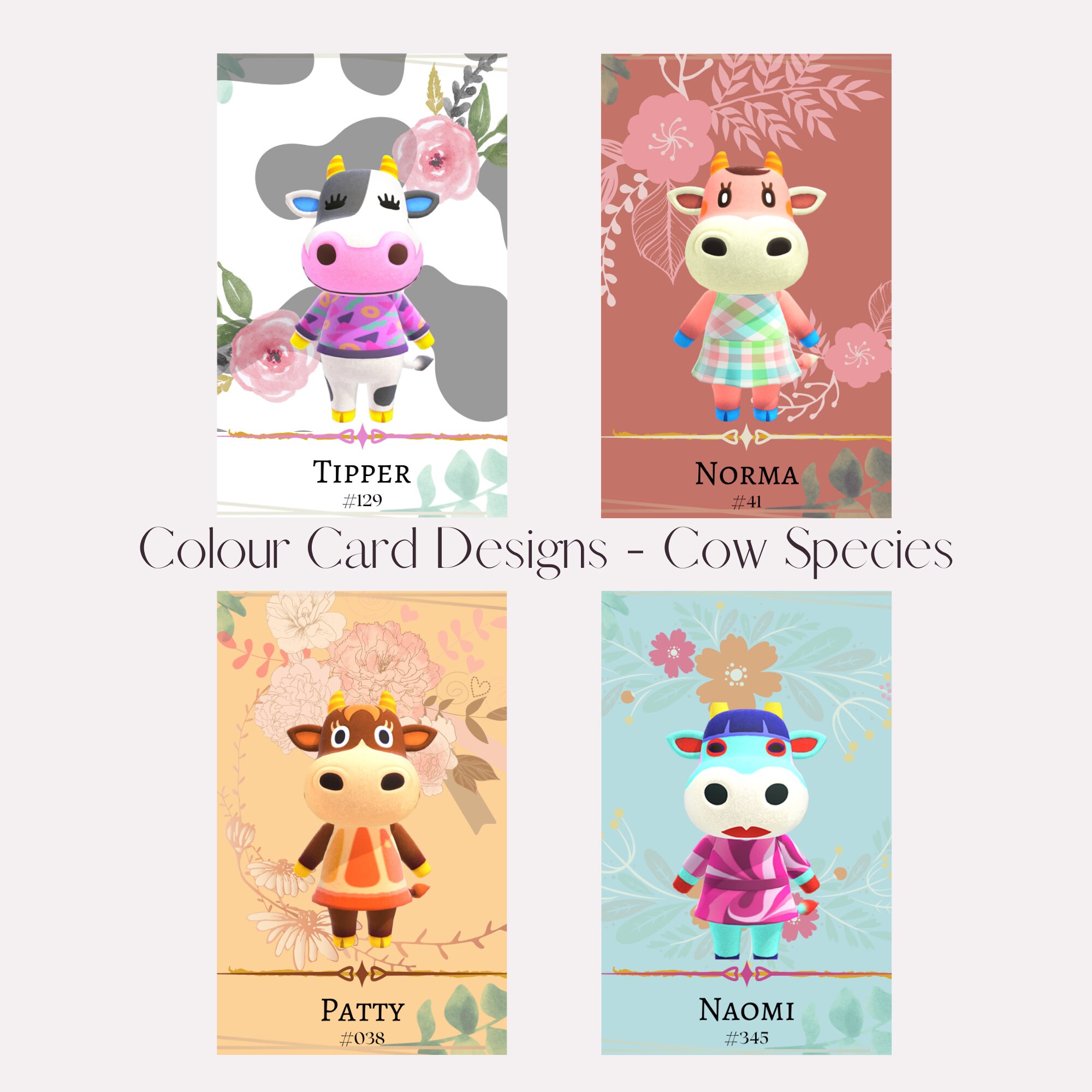 Cow Species Animal Crossing Custom Amiibo Character Cards Or Etsy