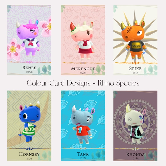 Rhino Species Animal Crossing Custom Amiibo Cards Hornsby Etsy