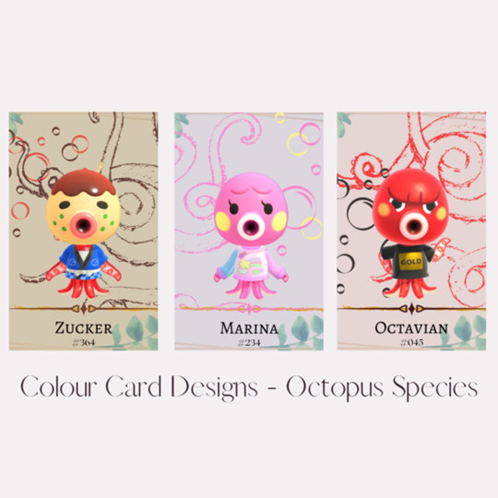 Octopus Species Animal Crossing Custom Amiibo Cards And Etsy