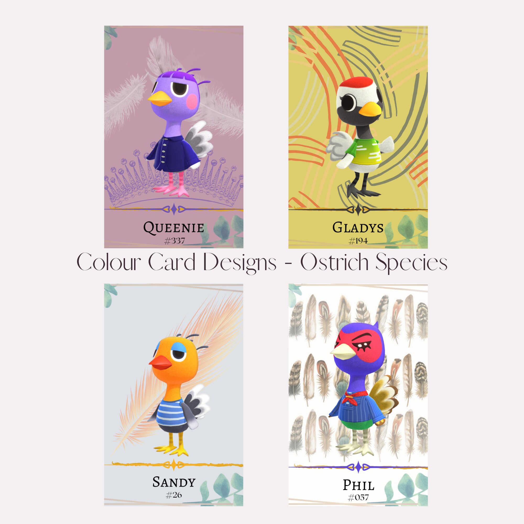 Ostrich Species Animal Crossing Custom Amiibo Cards Etsy