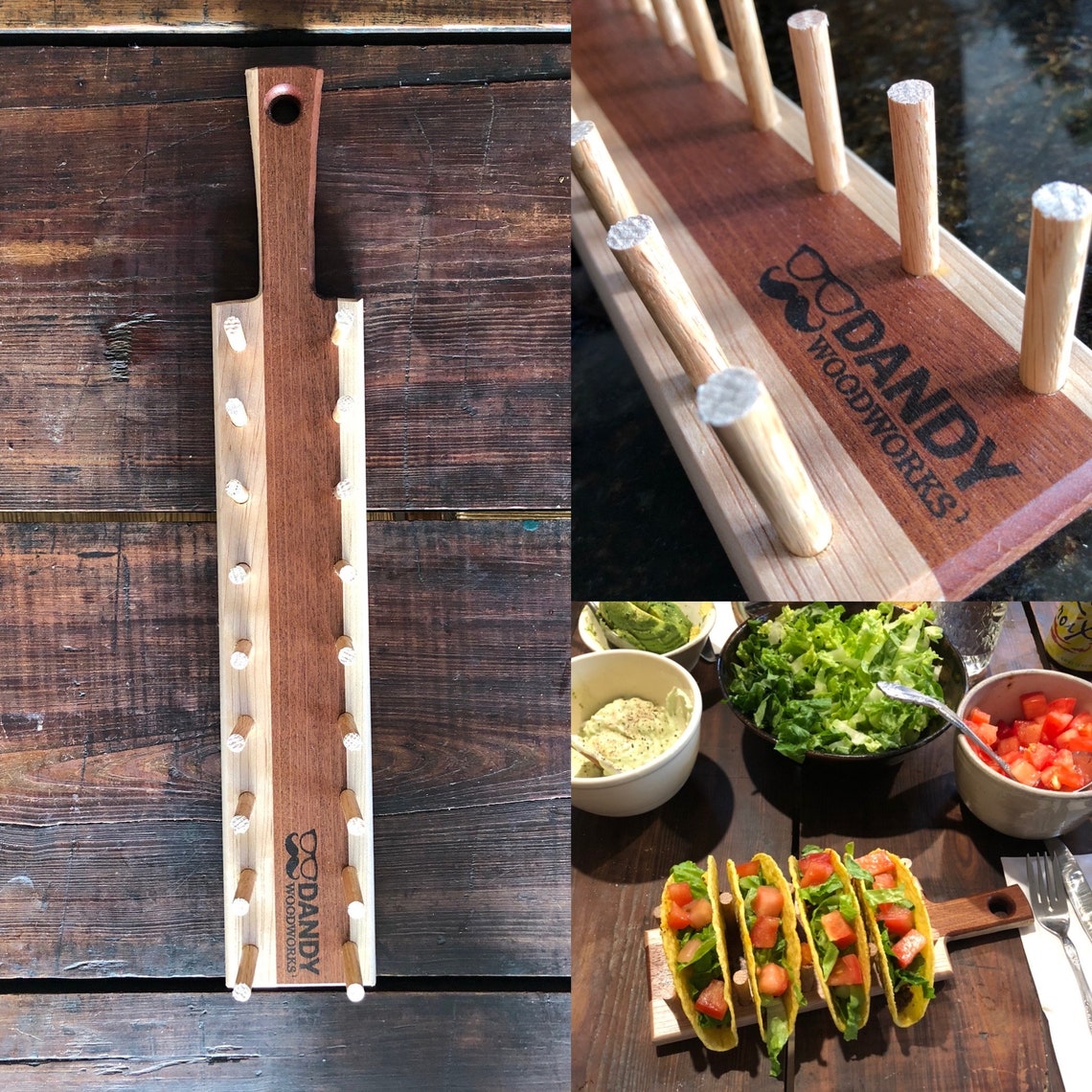 Taco holder wood taco stand for 4 6 8 or 15 hard or soft etsy