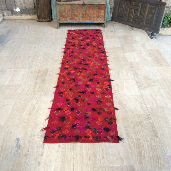 SALE!!! Kilim Rug 2.3x9.1ft Vintage Runner Rug Handmade Rug Purple Pink Kilim Rug Turkish Rug Turkish Kilim Hairy Rug