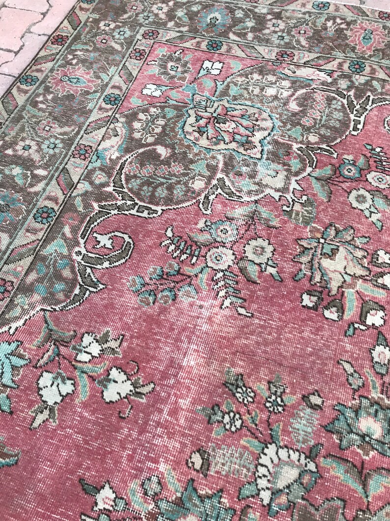 9.9x12.4ft Large Persian Rug 9x12 Oushak Rug Mute Pink Etsy