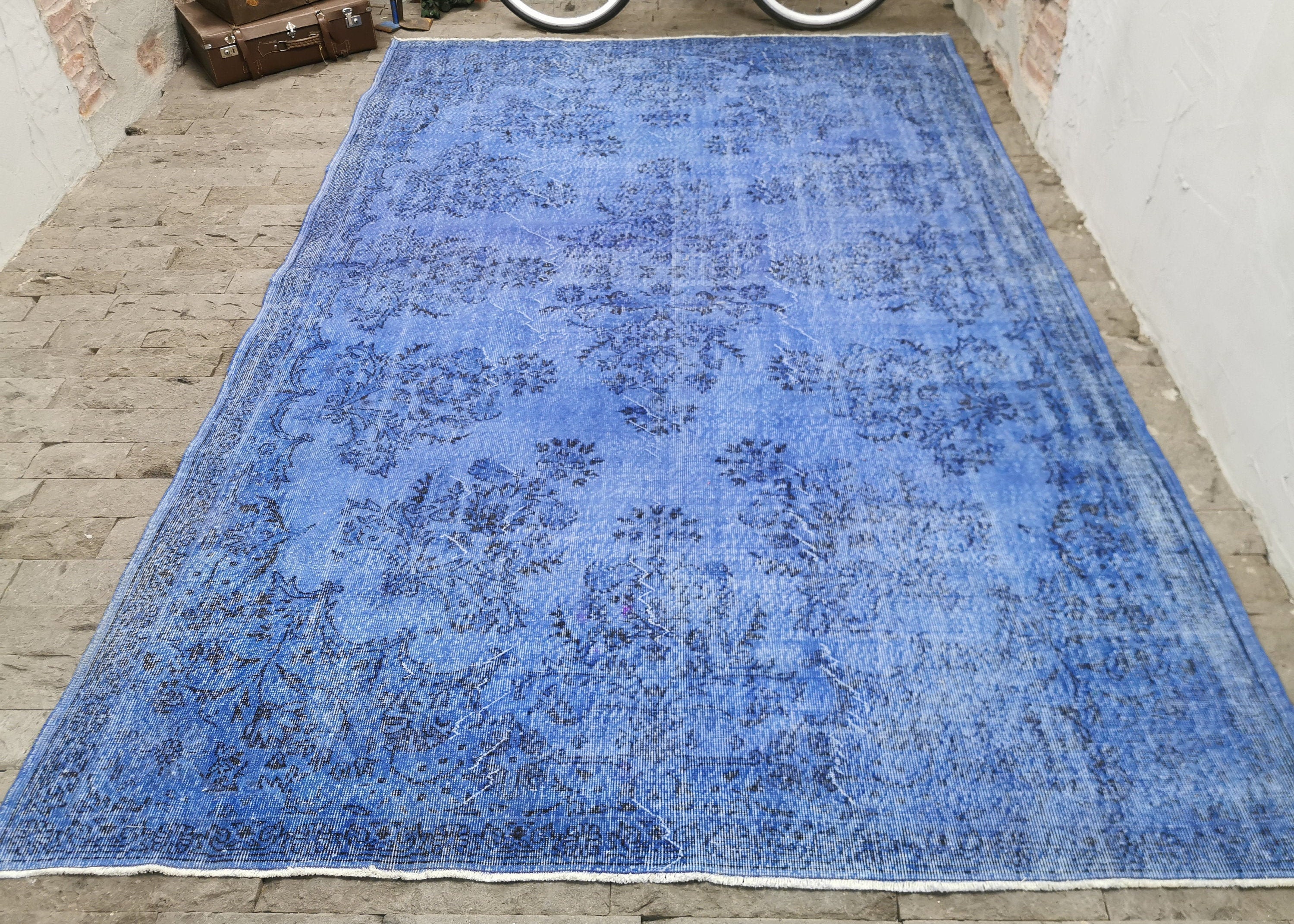 Large Oushak Rug 7.3x11.2ft Overdyed Area Rug Oversize Rug Etsy