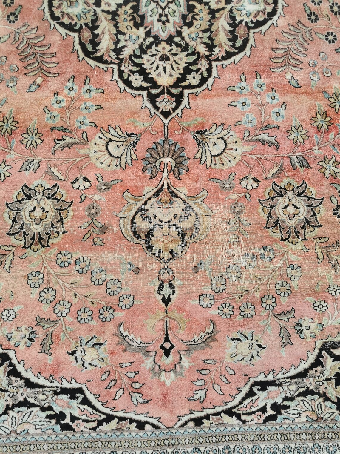 Silk Persian Rug 8.9x12ft Vintage Pink Turkish Rug Pinkish Etsy