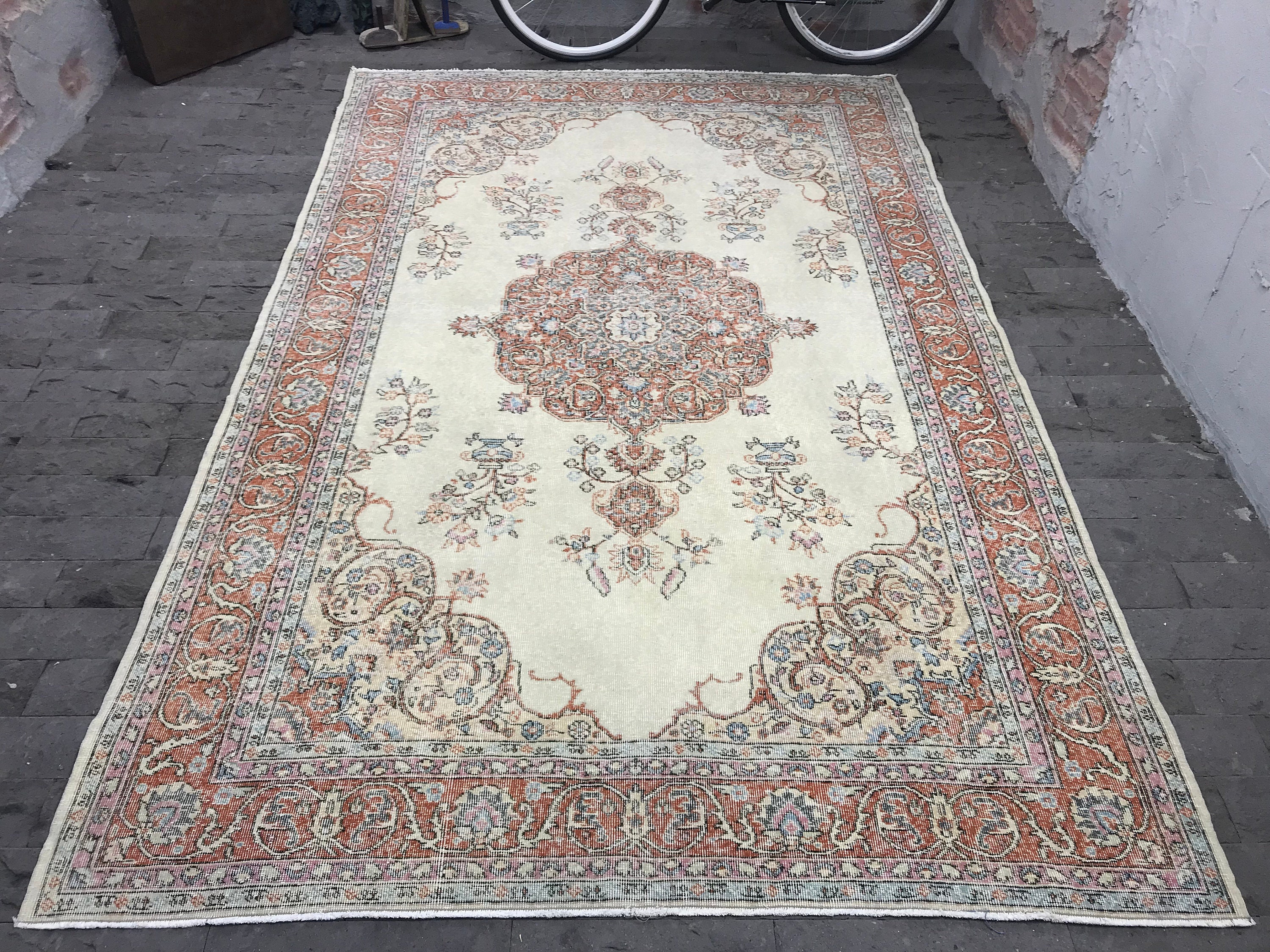 Grand tapis Oushak, 6.3x10.1Ft,