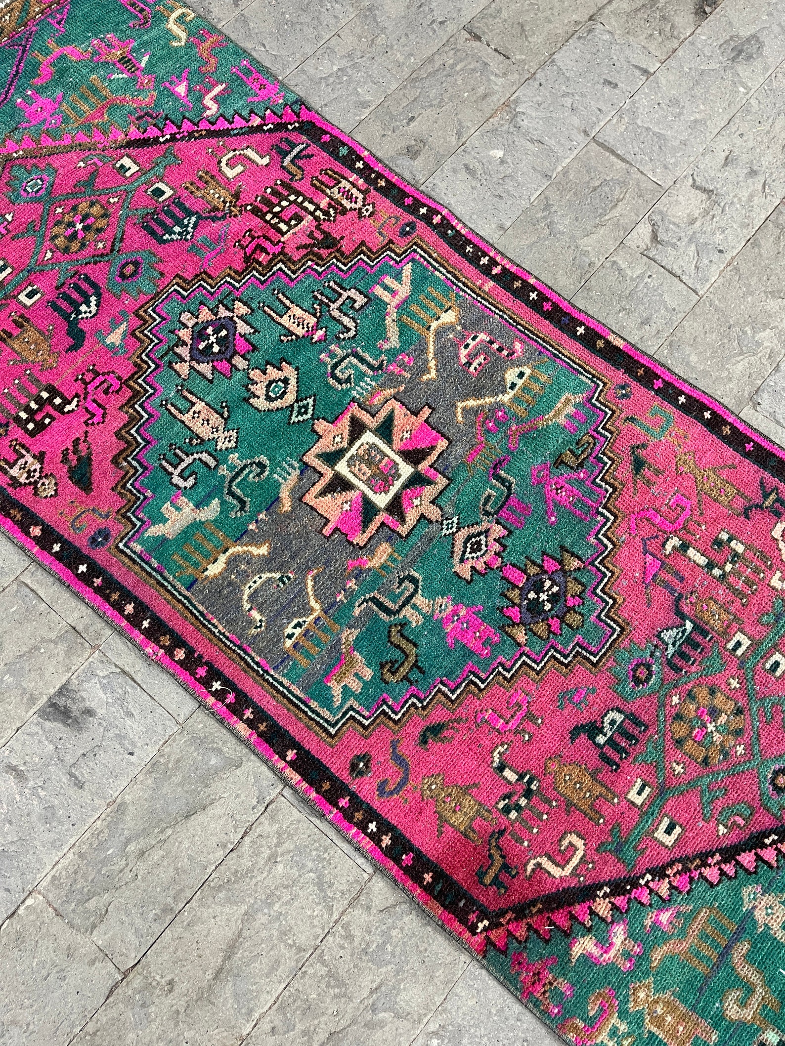 Asymmetric Runner Rug 2.2x5.4ft Pink Persian Rug Unique Etsy